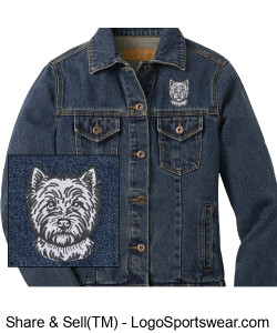Ladies Denim Jacket with Embroidered Westie Design Zoom